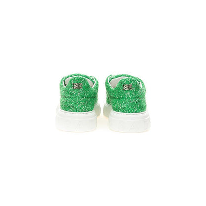 Casadei Green Fabric And Leather Athletic Sneakers