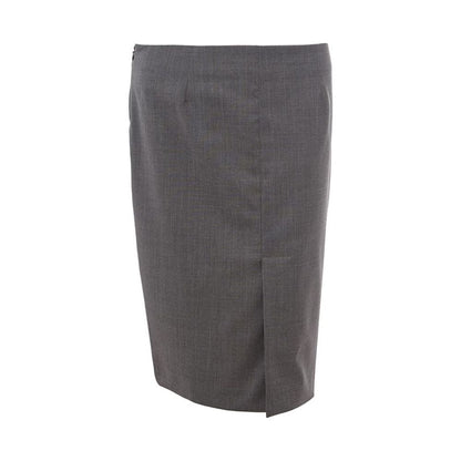Lardini Gray Wool Midi Skirt