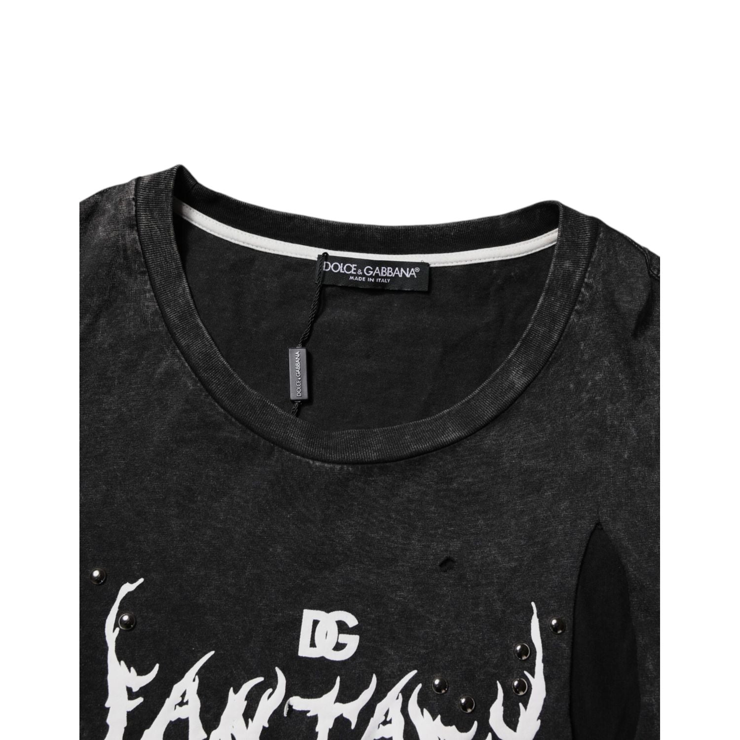 Dolce & Gabbana Black Graphic Print Cotton Crew Neck T-shirt