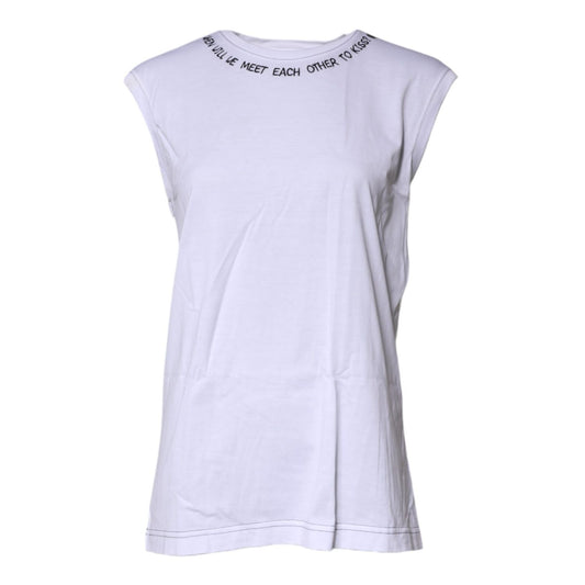 Dolce & Gabbana White Cotton Sleeveless Printed Tank T-shirt Dolce & Gabbana