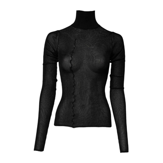 Dolce & Gabbana Black Knit Long Sleeves Turtleneck Slim Top Dolce & Gabbana