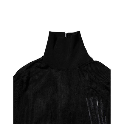 Dolce & Gabbana Black Knit Long Sleeves Turtleneck Slim Top
