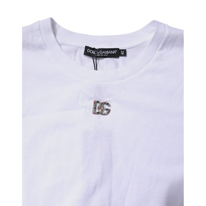 Dolce & Gabbana White Cotton Sleeveless Round Neck Tank Top