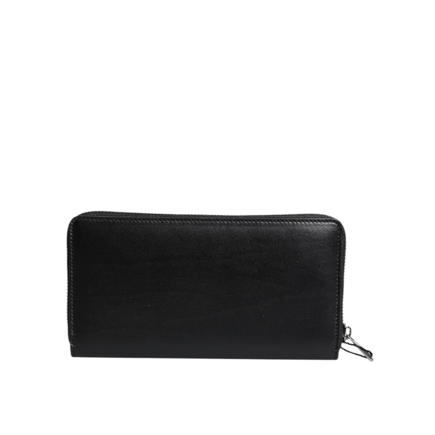 Dolce & Gabbana Black Leather Logo Plaque Zip Around Continental Wallet