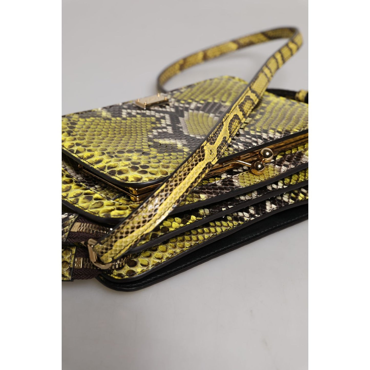 Dolce & Gabbana Green Exotic Leather DG Plaque Crossbody Clutch Bag