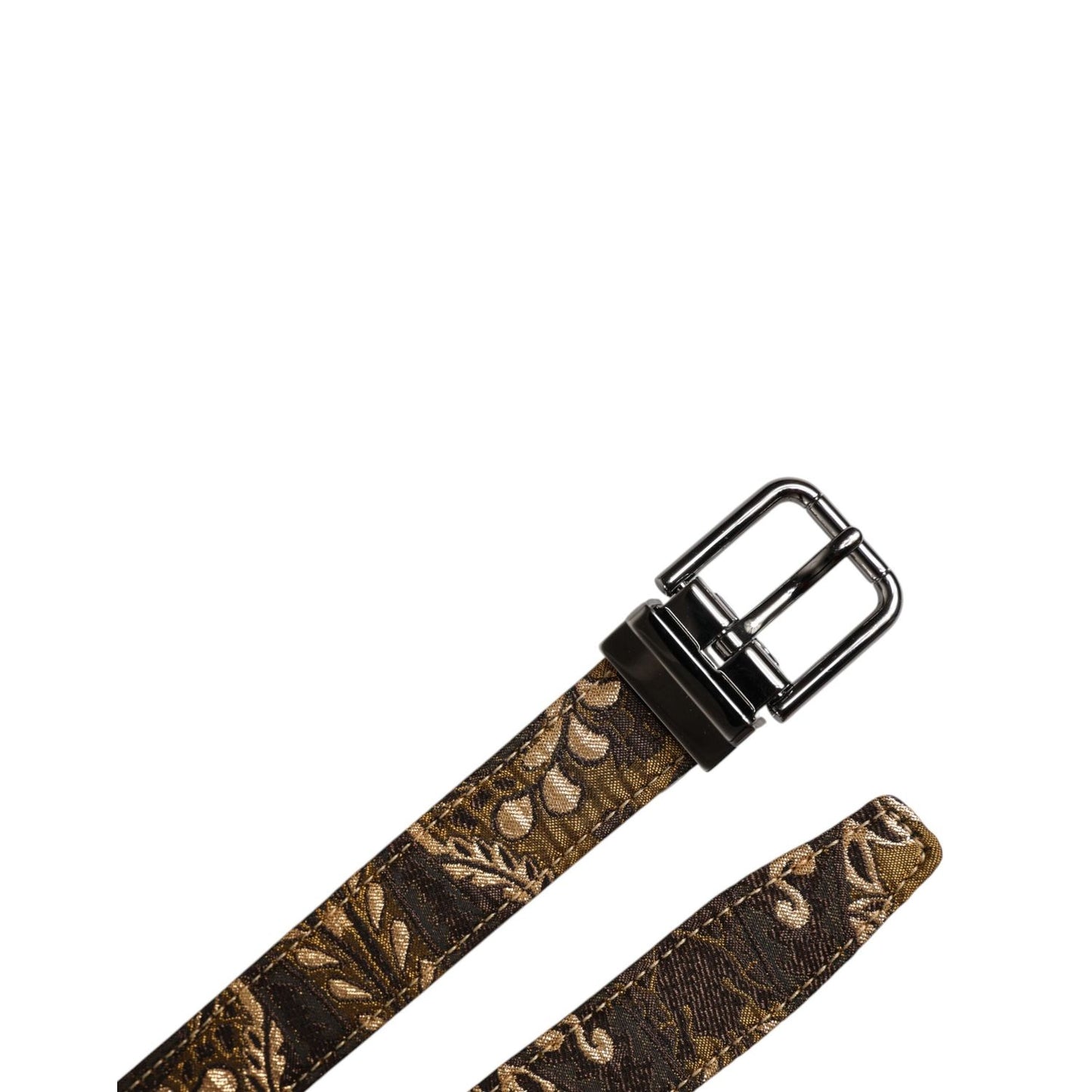 Dolce & Gabbana Multicolor Jacquard Leather Logo Buckle Belt