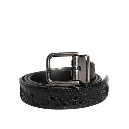 Dolce & Gabbana Black Exotic Leather Metal Logo Buckle Belt Dolce & Gabbana