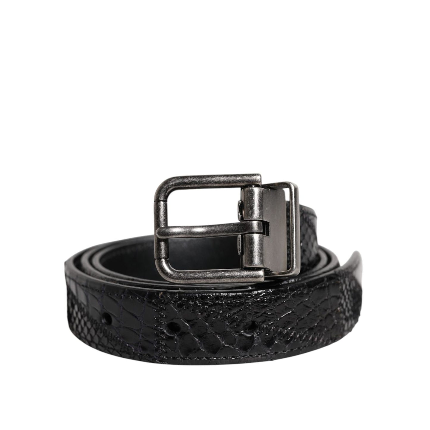 Dolce & Gabbana Black Exotic Leather Metal Logo Buckle Belt Dolce & Gabbana