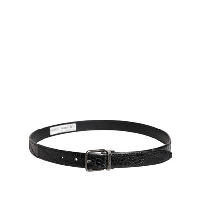 Dolce & Gabbana Black Exotic Leather Metal Logo Buckle Belt Dolce & Gabbana