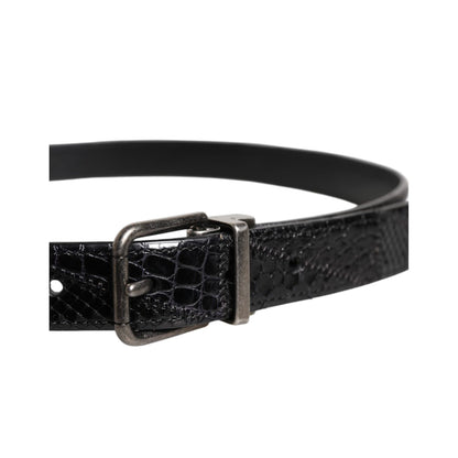 Dolce & Gabbana Black Exotic Leather Metal Logo Buckle Belt Dolce & Gabbana