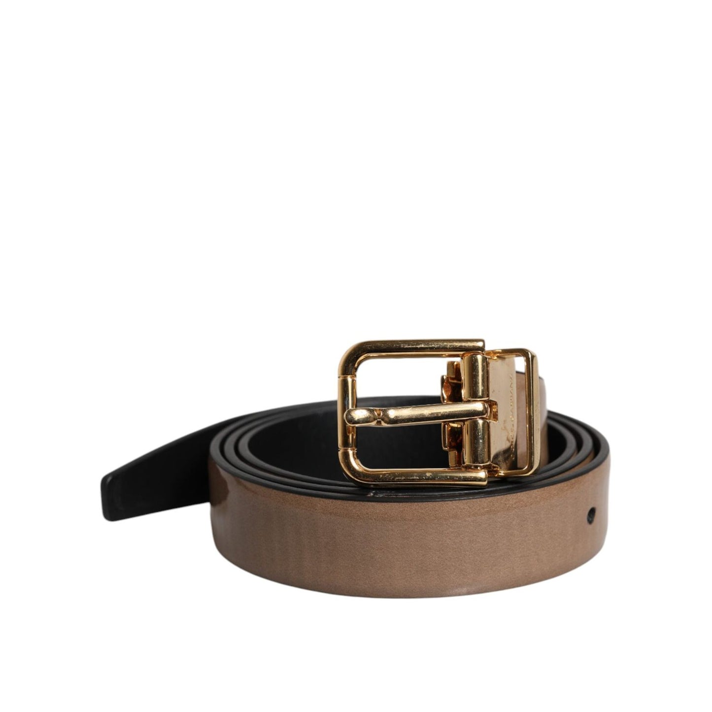 Dolce & Gabbana Brown Leather Classic Metal Logo Buckle Belt Dolce & Gabbana