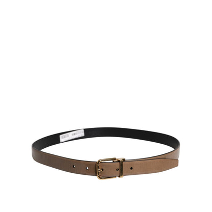 Dolce & Gabbana Brown Leather Classic Metal Logo Buckle Belt Dolce & Gabbana