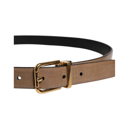 Dolce & Gabbana Brown Leather Classic Metal Logo Buckle Belt Dolce & Gabbana