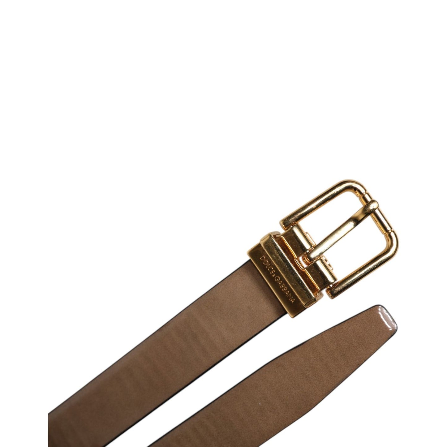 Dolce & Gabbana Brown Leather Classic Metal Logo Buckle Belt Dolce & Gabbana