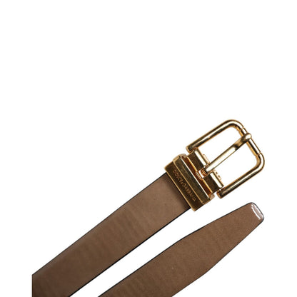 Dolce & Gabbana Brown Leather Classic Metal Logo Buckle Belt Dolce & Gabbana
