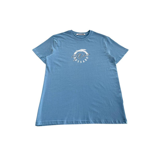 Trussardi Beachwear Light Blue Cotton T-Shirt Trussardi Beachwear
