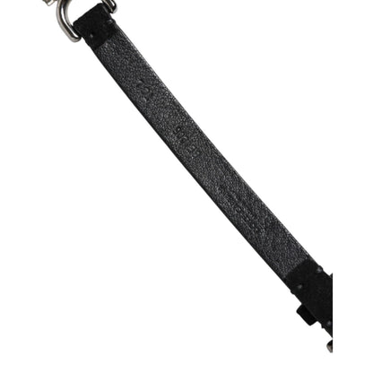 Dolce & Gabbana Black Leather Daisy Crystal Embellish Waist Belt