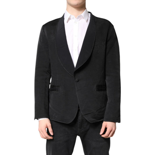 Dolce & Gabbana Black Silk Single Breasted Coat Blazer Suit
