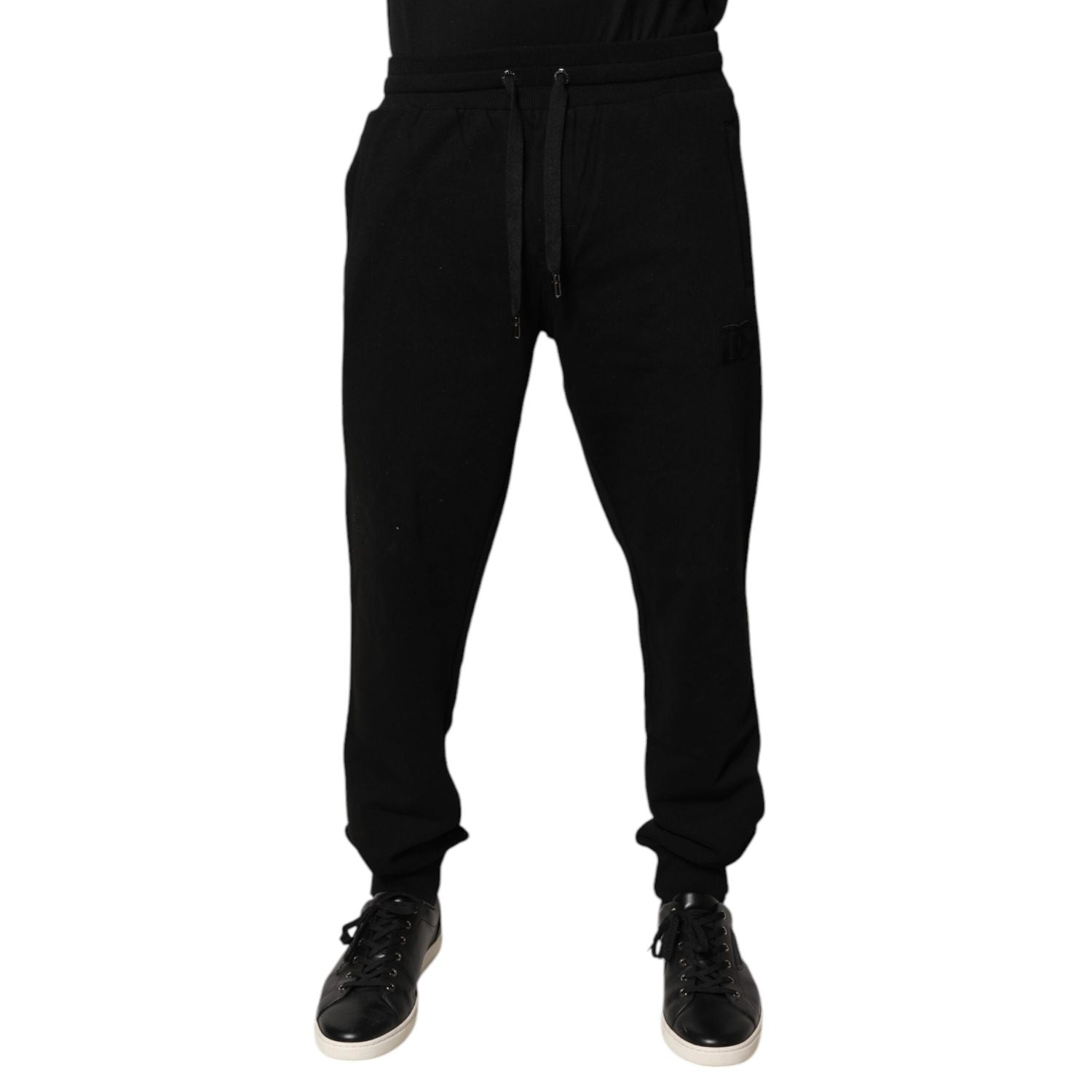 Dolce & Gabbana Black Cotton Mid Waist Jogger Sweatpants Pants