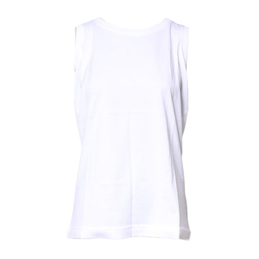 Dolce & Gabbana White Cotton Sleeveless Crew Neck T-shirt Dolce & Gabbana