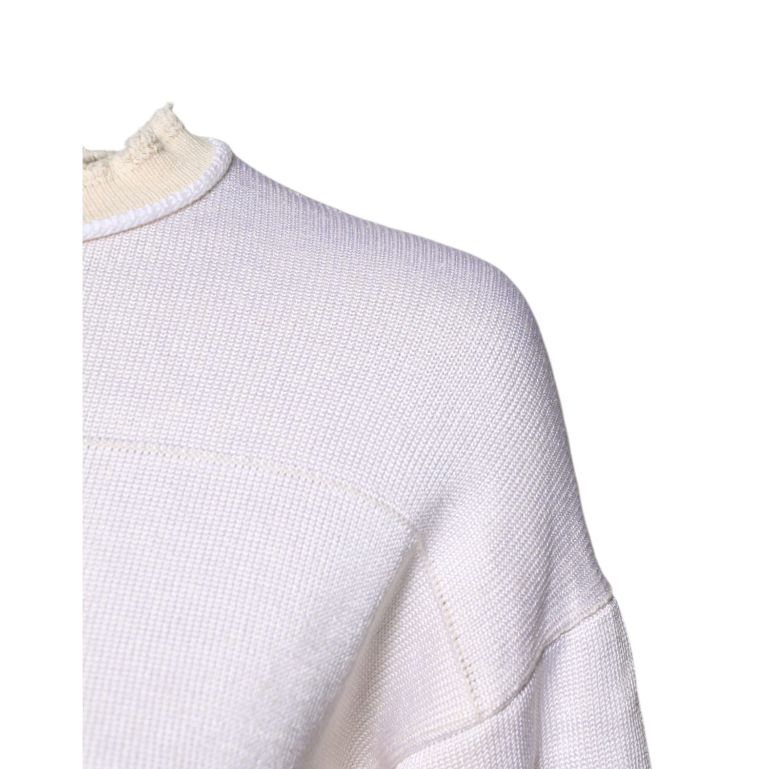 Jil Sander White Viscose Crew Neck Long Sleeves Pullover Sweater