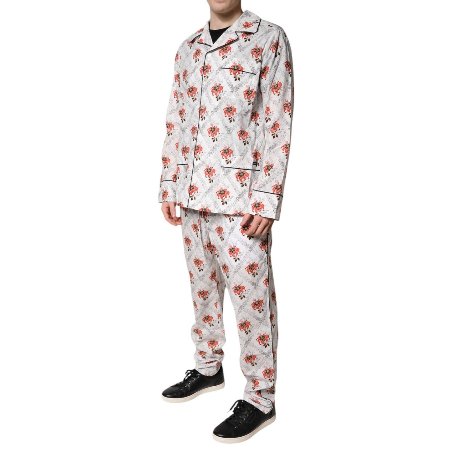 Dolce & Gabbana Multicolor Floral Print Cotton Pajama Set Sleepwear