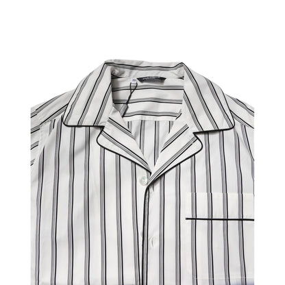 Dolce & Gabbana White Black Stripes Cotton Men Pajama Set Sleepwear