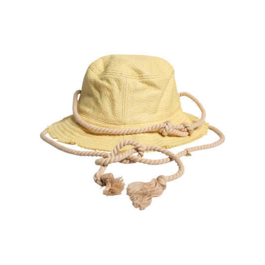 Dolce & Gabbana Yellow Cotton Wide Brim Bucket Dolce & Gabbana