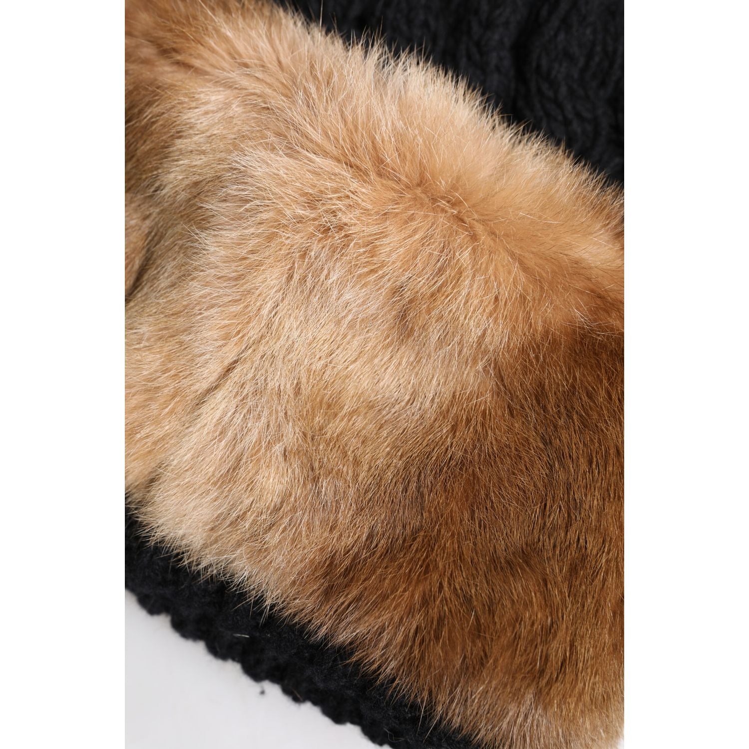 Dolce & Gabbana Black Brown Dyed Rabbit Real Fur Winter Beanie Hat