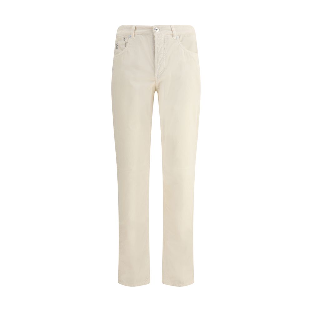 Brunello Cucinelli White Cotton Casual Pants Brunello Cucinelli