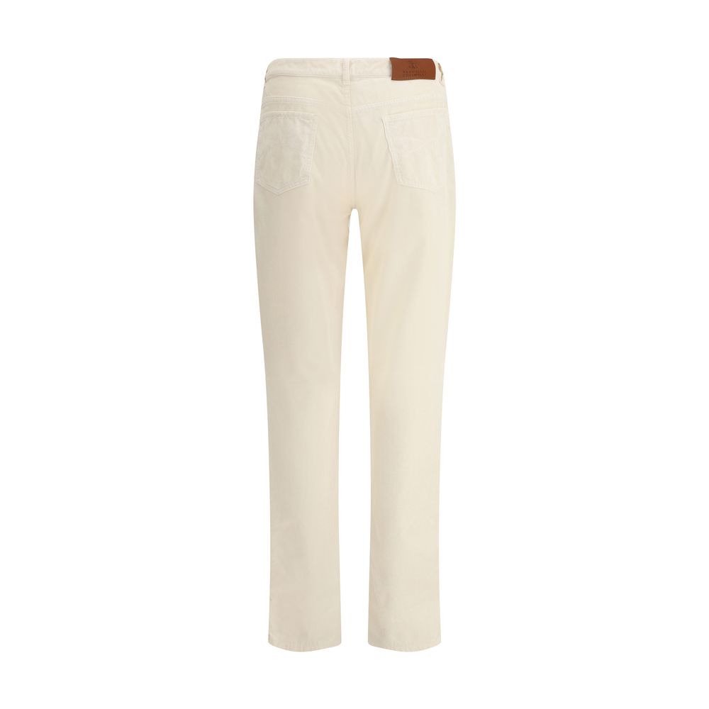 Brunello Cucinelli White Cotton Casual Pants Brunello Cucinelli