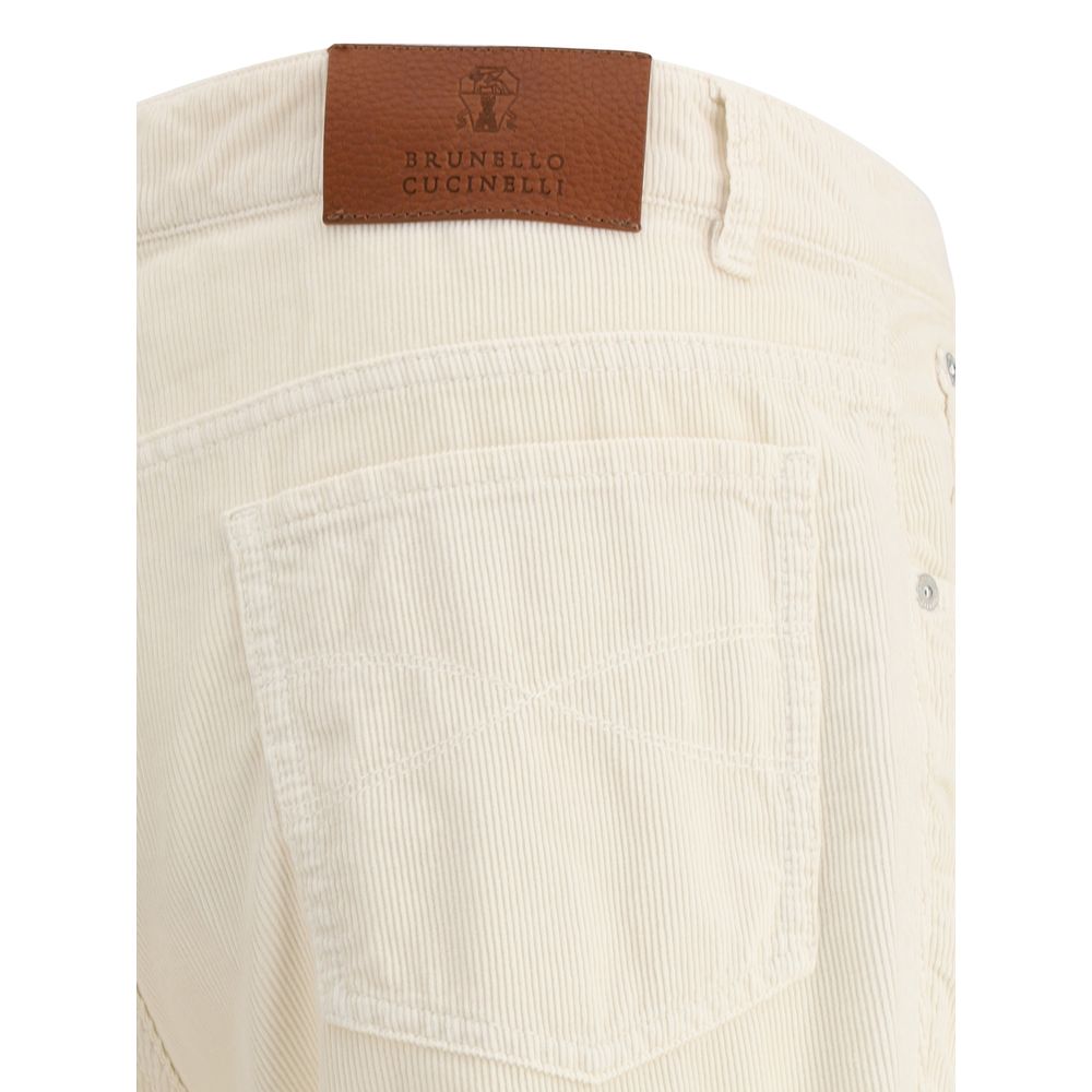 Brunello Cucinelli White Cotton Casual Pants Brunello Cucinelli