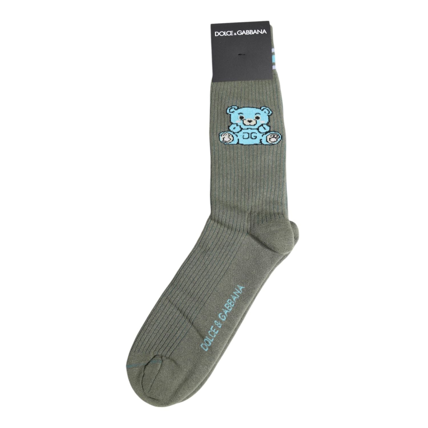 Dolce & Gabbana Gray Cotton DG Bear Mid Calf Socks