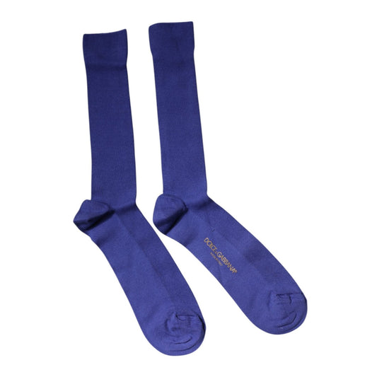 Dolce & Gabbana Purple Cotton Logo Over The Calf Socks
