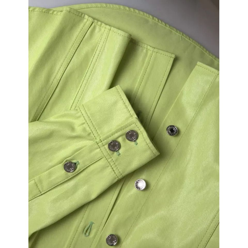 Green Cotton Collared Casual Button Down Shirt