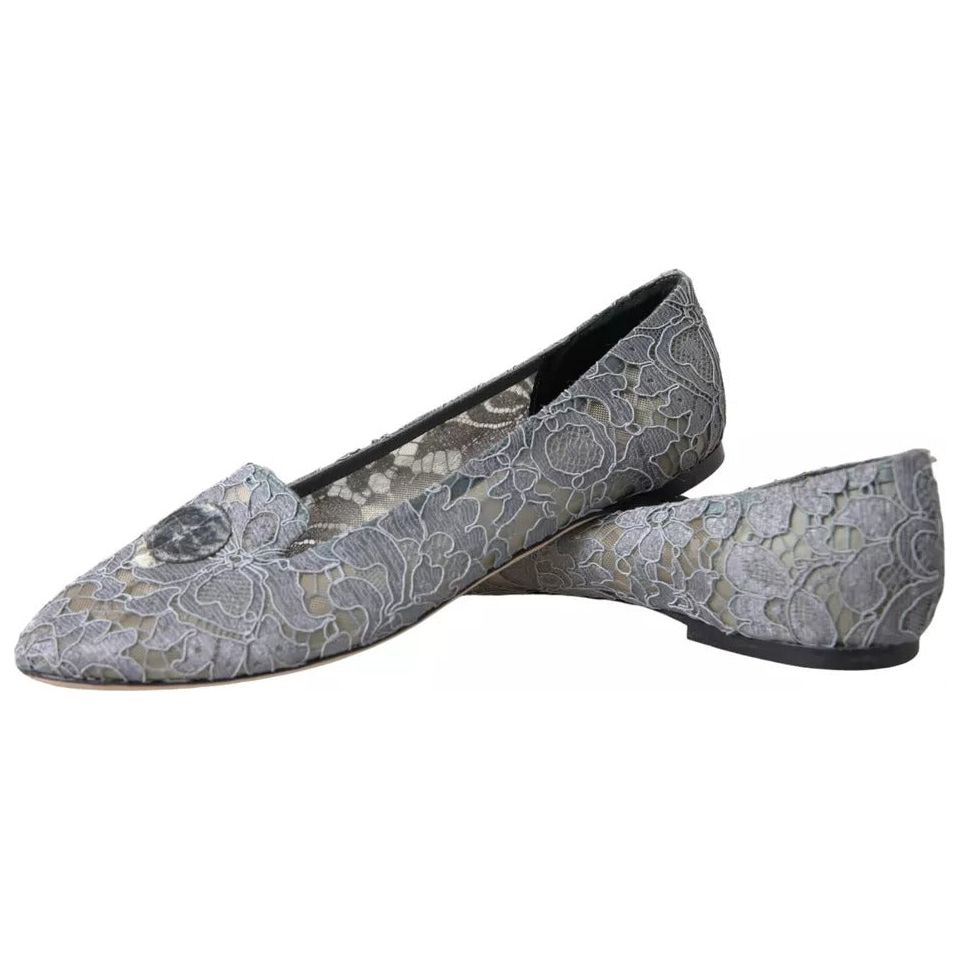 Gray Taormina Lace Slip On Flats Shoes