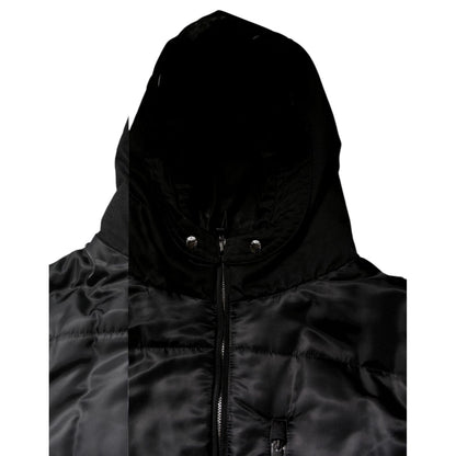 Dolce & Gabbana Black Hooded Parka Coat Winter Jacket