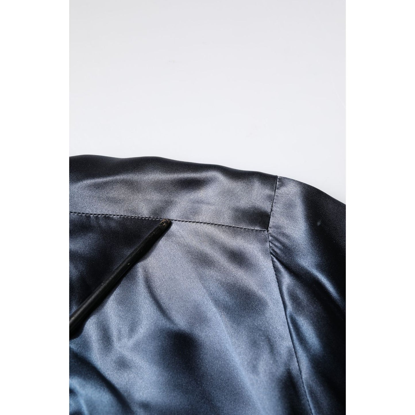 Dolce & Gabbana Blue Solid Silk Men Wrap Robe Coat Jacket