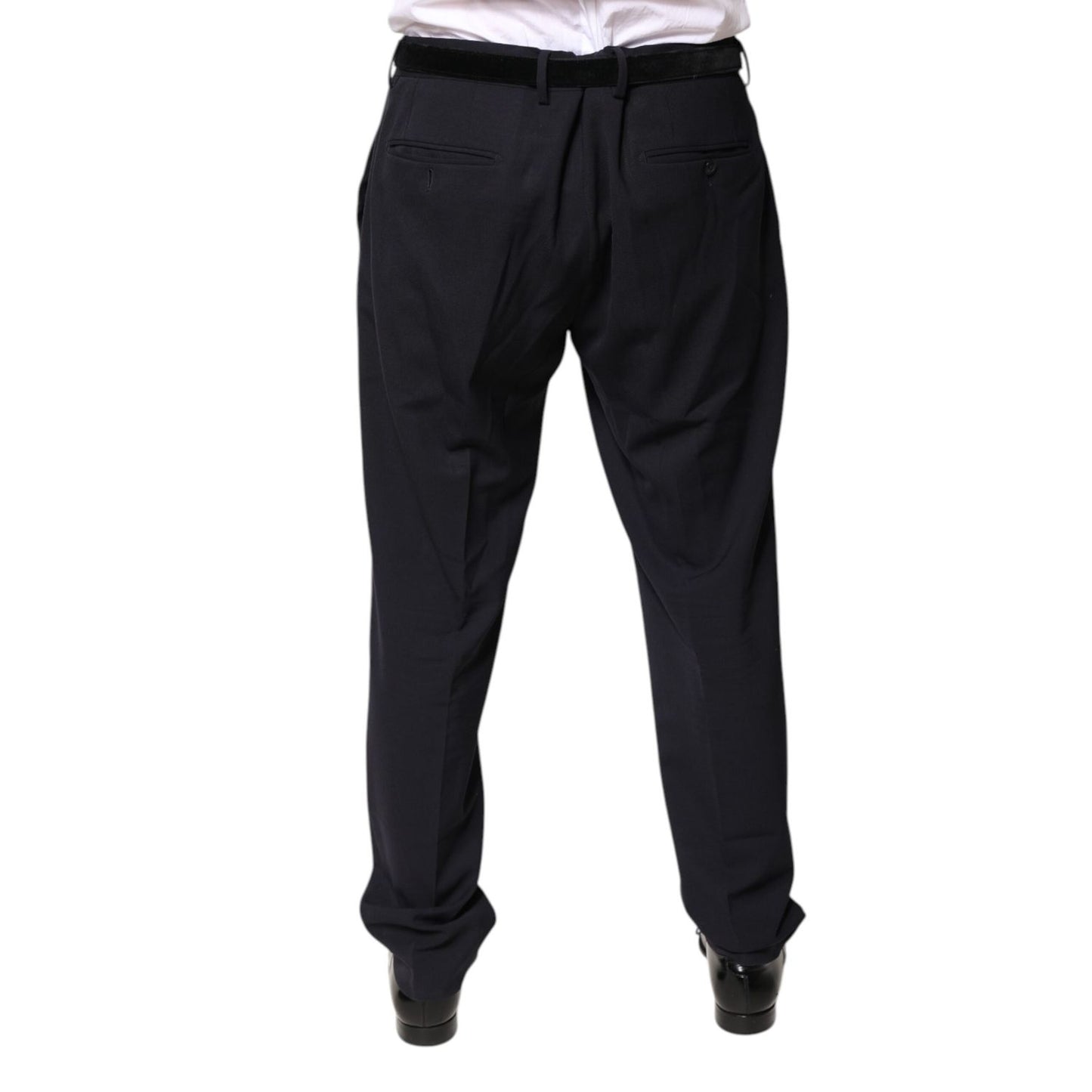 Dolce & Gabbana Black Wool Mid Waist Dress Pants Dolce & Gabbana