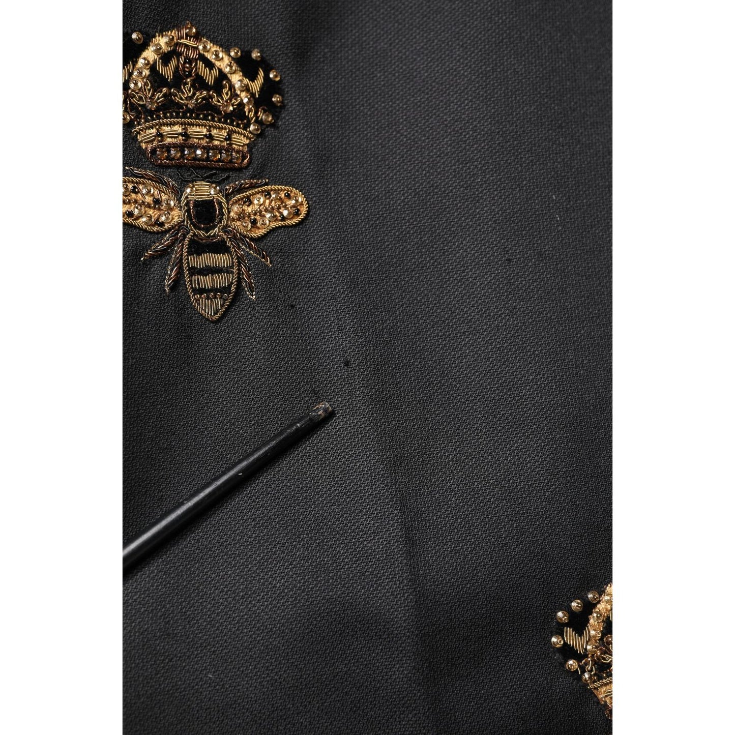 Dolce & Gabbana Black Bee Crown Embroidery 2 Piece Suit