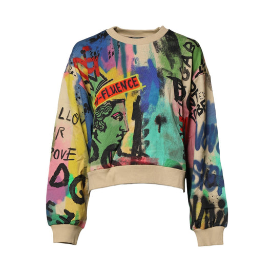 Dolce & Gabbana Multicolor Print Cotton Pullover Sweater Dolce & Gabbana
