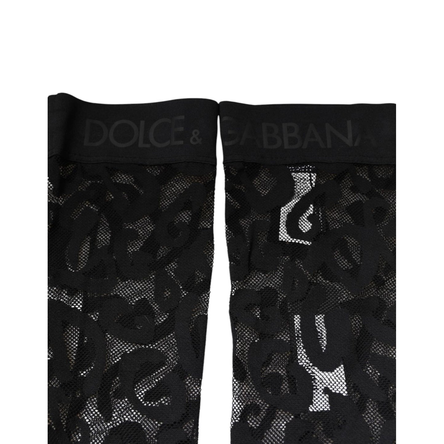 Dolce & Gabbana Black Floral Lace Cotton Stretch Stockings Socks Dolce & Gabbana