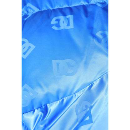 Dolce & Gabbana Blue Logo Full Zip Hooded Quilted Jacket Dolce & Gabbana