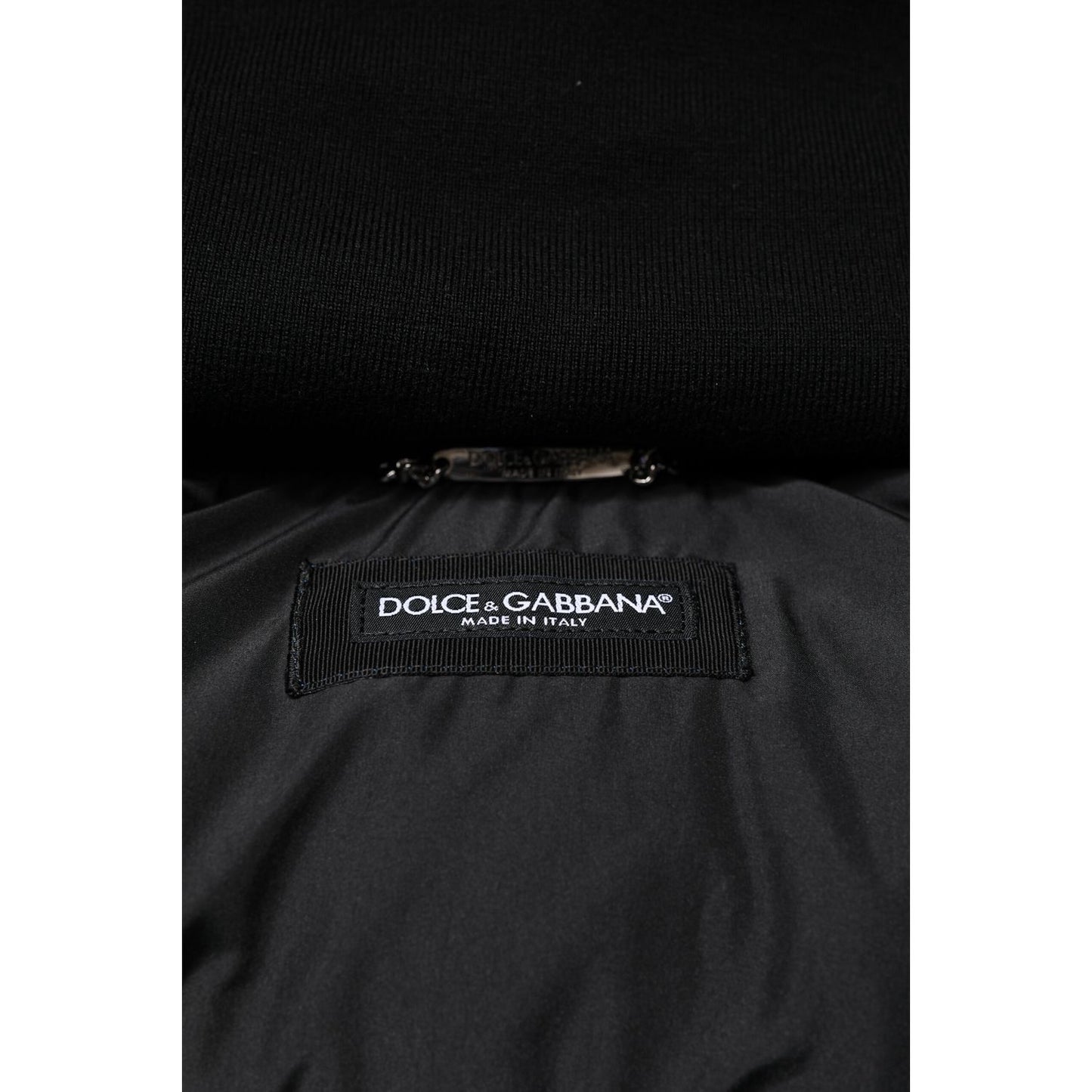 Dolce & Gabbana Blue Logo Full Zip Hooded Quilted Jacket Dolce & Gabbana