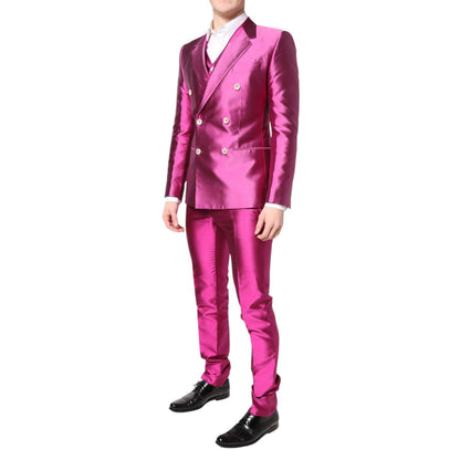 Dolce & Gabbana Pink SICILIA Double Breasted 3 Piece Suit