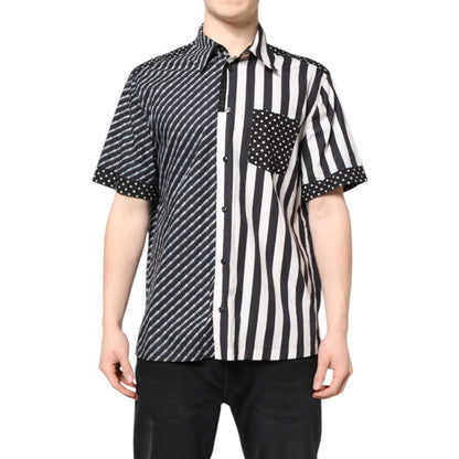 Dolce & Gabbana Black White Stripe Button Down Casual Shirt