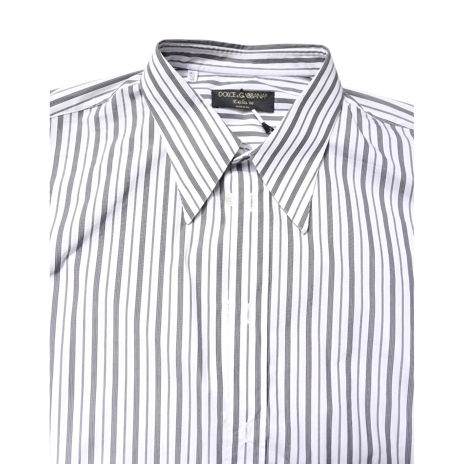 Dolce & Gabbana White Black Stripe Button Down Casual Shirt