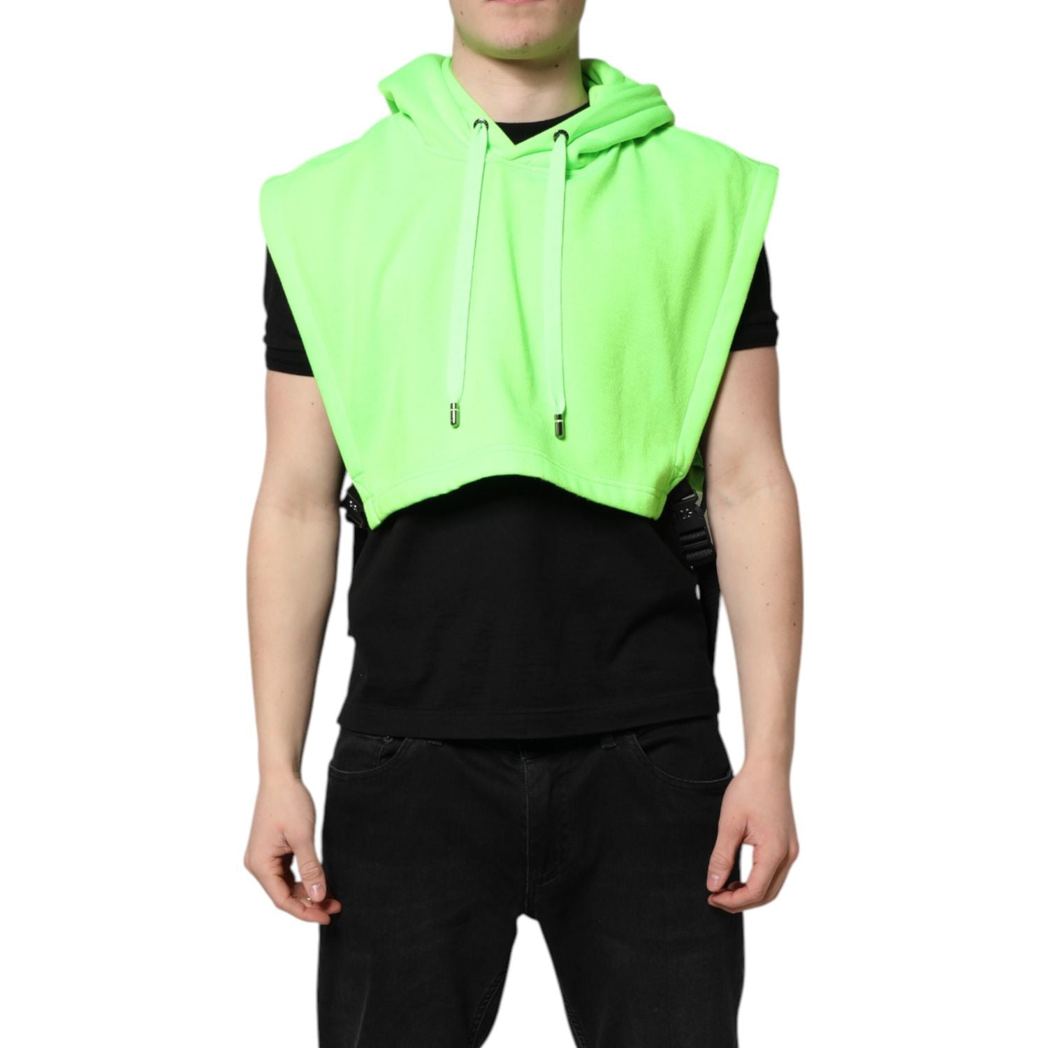 Dolce & Gabbana Green Polyester Hooded Sportswear Vest Sweater