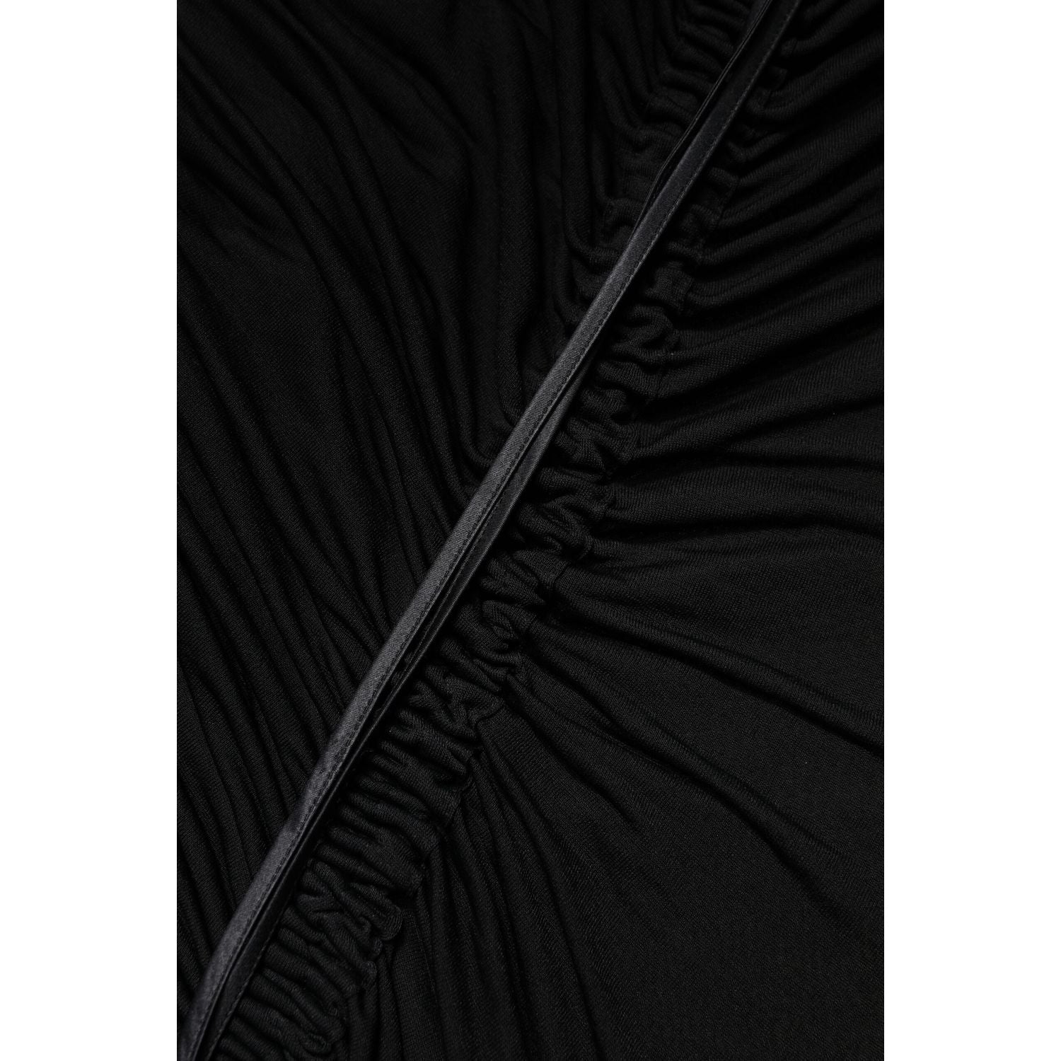 Dolce & Gabbana Black Mesh Trim Bodycon Long Sheath Dress