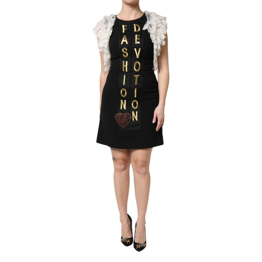 Dolce & Gabbana Black Fashion Devotion Embellish Mini Dress Dolce & Gabbana